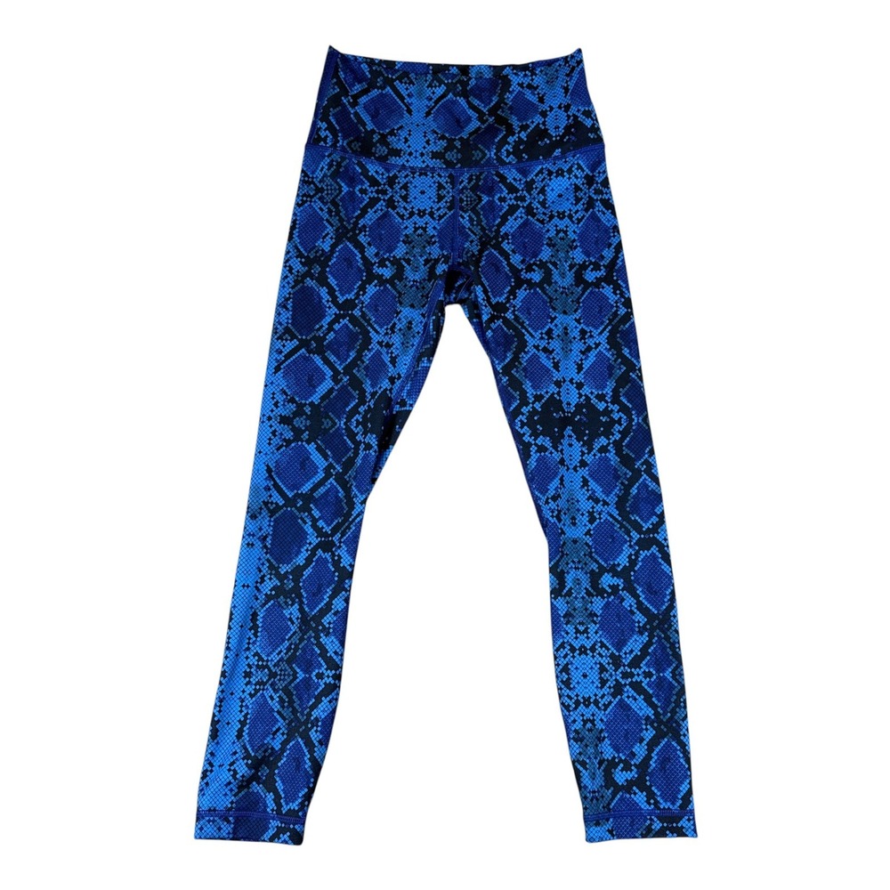 Lululemon Wunder Under Leggings 6 Blue Snakeskin Python High Rise Full Length